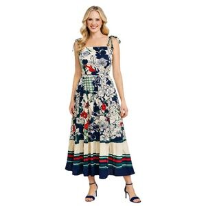 Dalia MacPhee, NWT Floral Tie-Shoulder Midi Dress, Size M